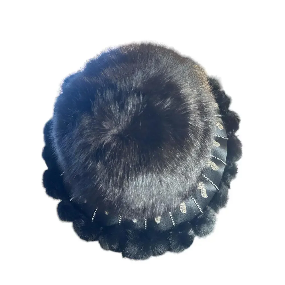 Women Faux Fur Hat with cuff (4) and a scarf with jewelry wow !